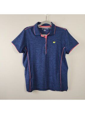 Masters Magnolia Lane Tech sz L women blue performance polo shirt logo golf